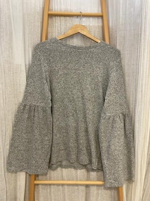 Preloved Grey fuzzy jumper with bell sleeves