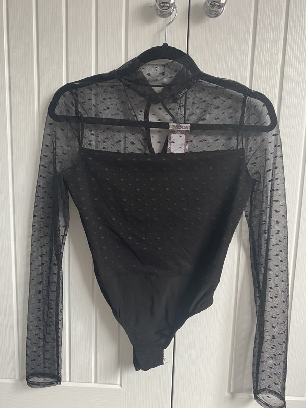 Preloved Polka-dotted mesh bodysuit