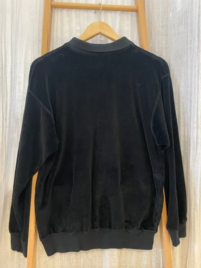 Preloved quater button black suede jumper