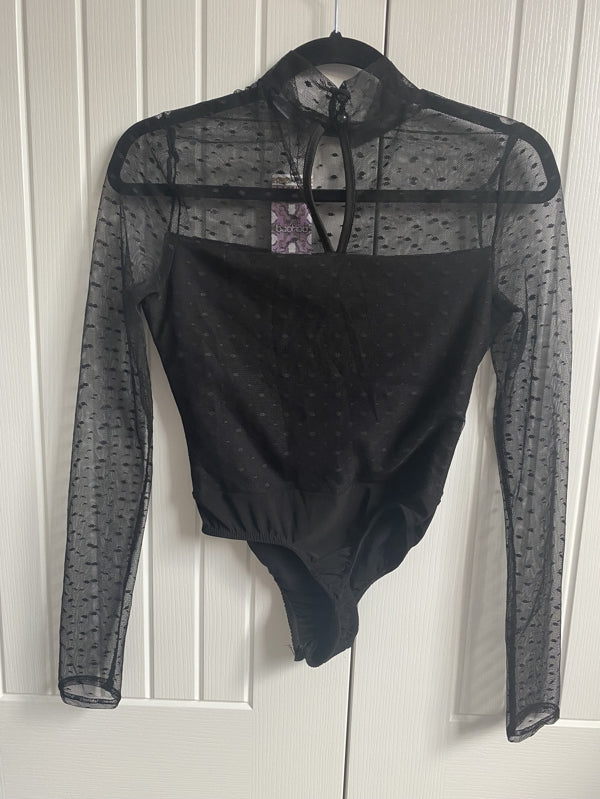 Preloved Polka-dotted mesh bodysuit
