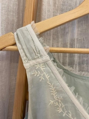 Preloved Pale blue summer dress with patterns and detailing