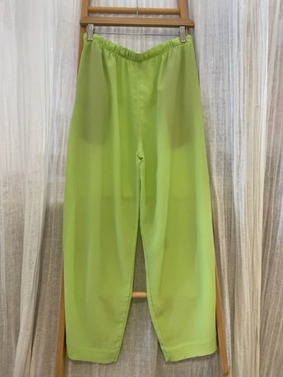 Preloved Lime green textured flowy trousers