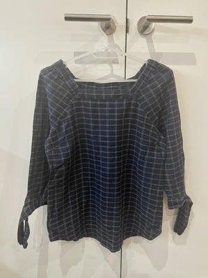 Preloved Navy Check Fat Face Blouse