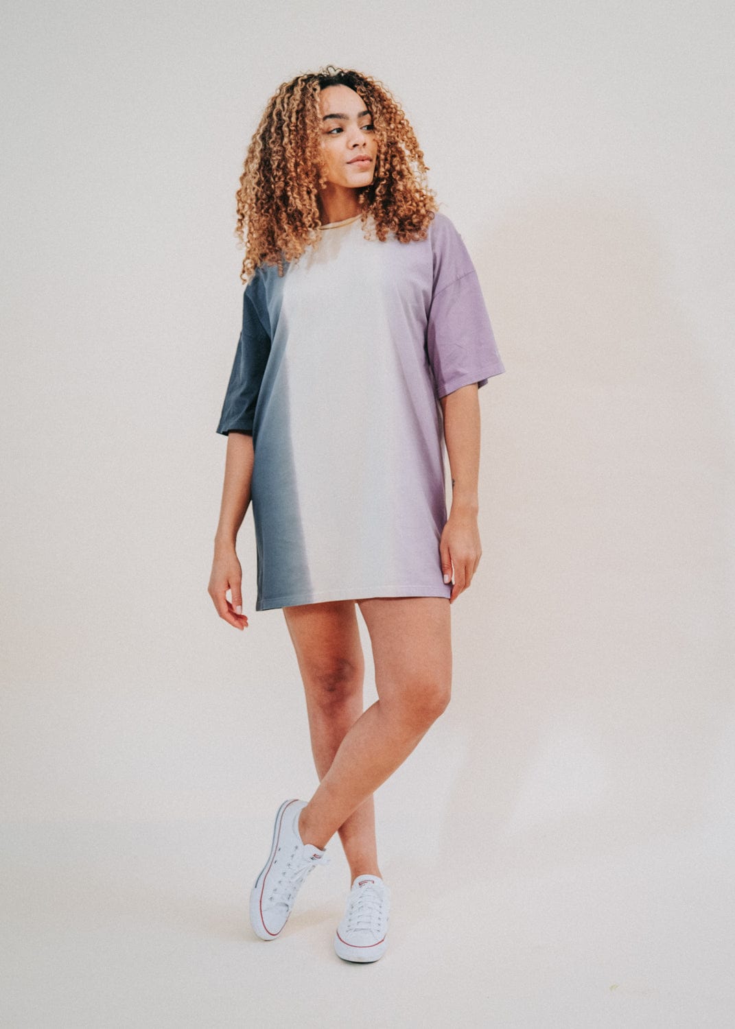 Preloved LA T-Shirt Dress in Dip Dye