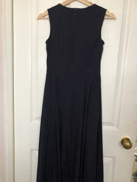 Preloved Navy Polycotton Maxi Dress WITH POCKETS!