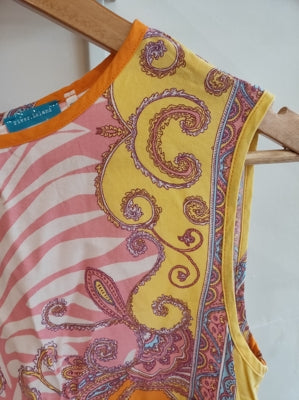 Preloved Bright patterened long tank top