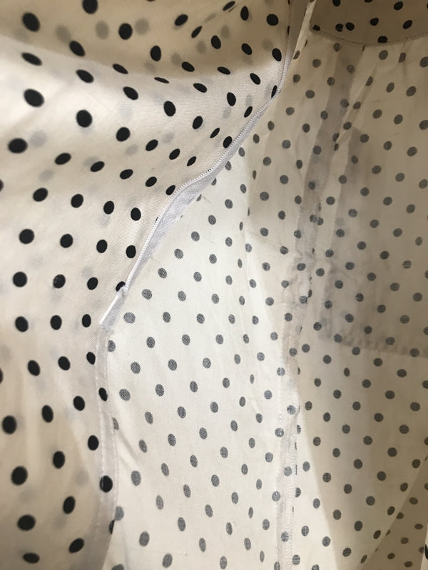 Preloved Cream Silk Polka Dot Midi Shirt Dress