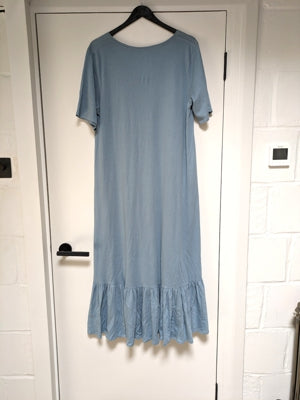 Preloved Dusty Blue Gathered Hem Dress (M)