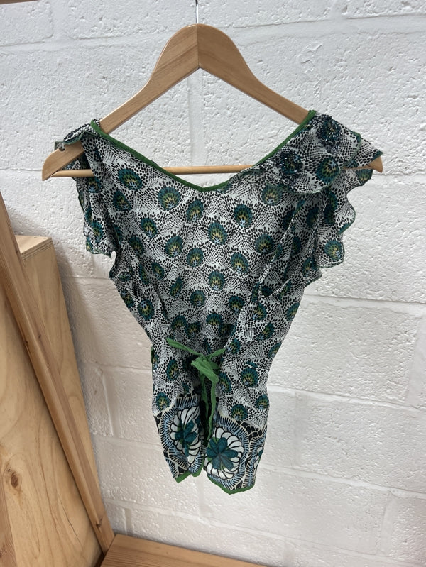 Preloved Sleeveless patterned wrap blouse