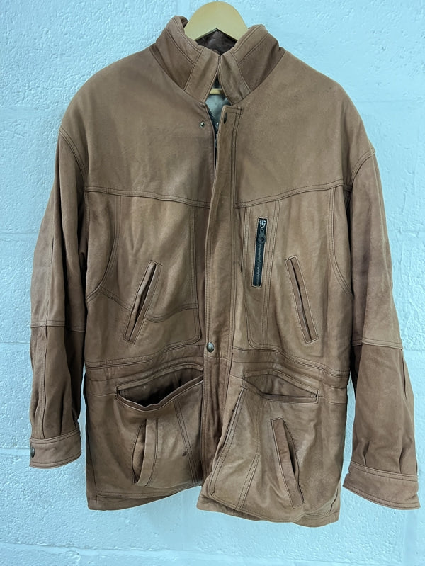 Preloved Brown 100% leather jacket (mens)
