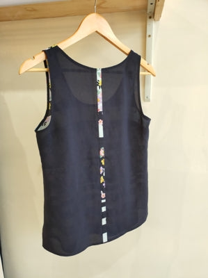 Preloved Floral Navy Print Tank Top