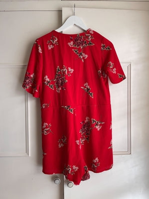 Preloved Red Floral Playsuit