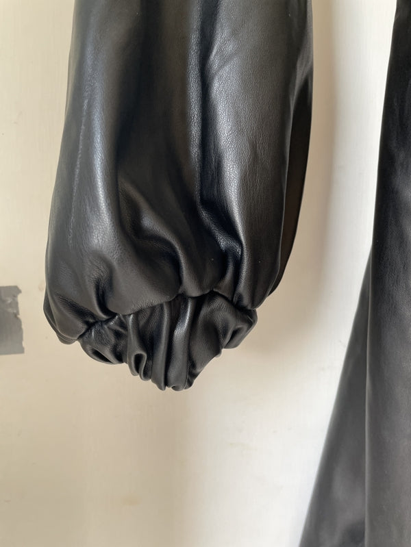 Preloved Pleather black wrap dress