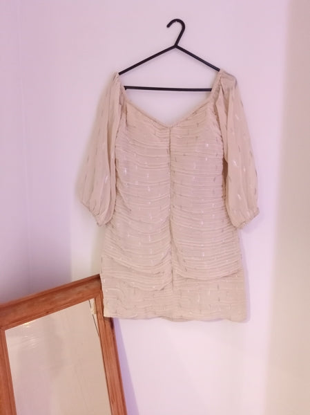 Preloved Beige golden feather detail dress