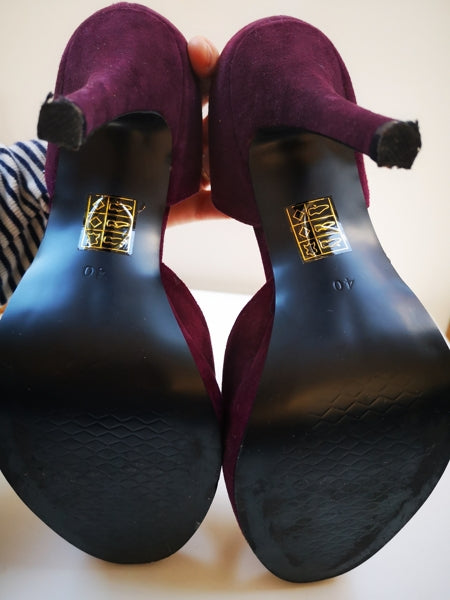 second hand Office Purple suede open toe platform heels 8 OWNI