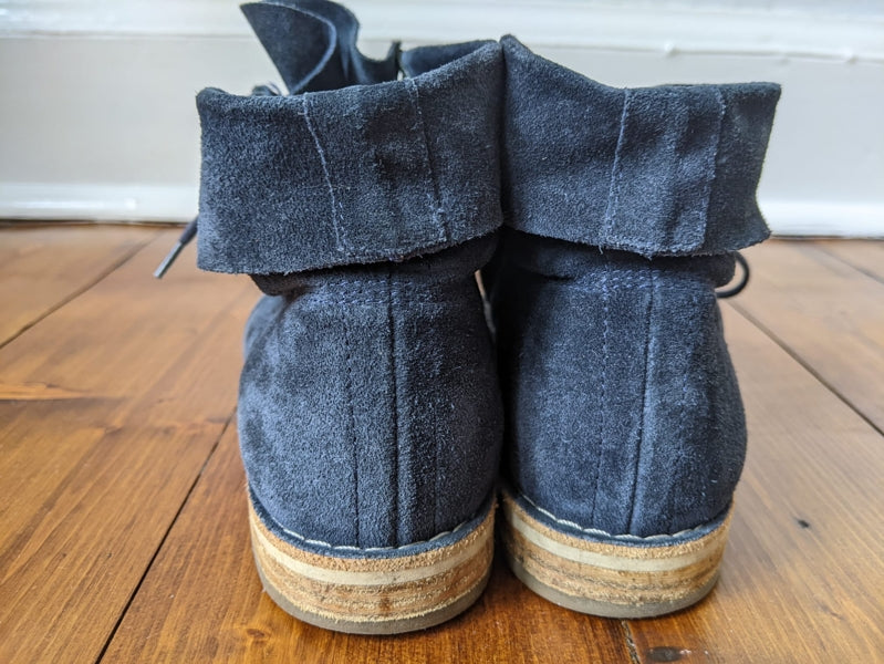 Preloved Paul Green blue suede ankle boots size 3.5