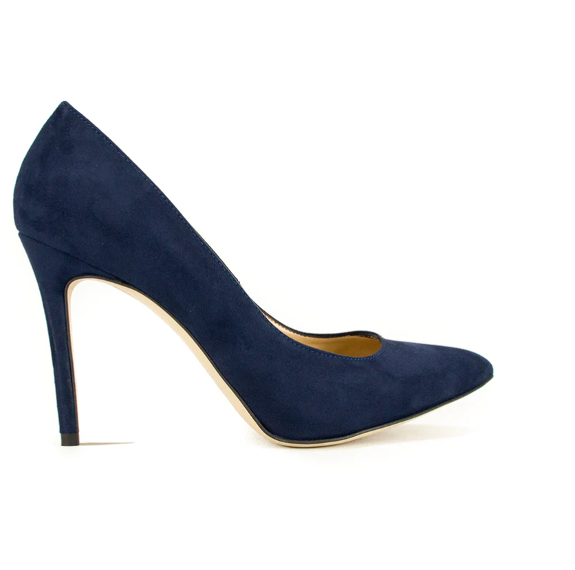 Preloved Clelia Vegan Suede High Heel Court Shoes in Navy