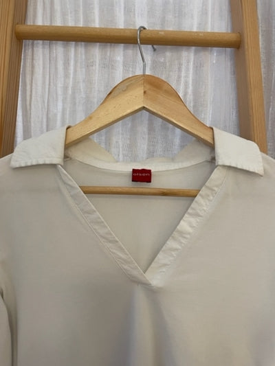 Preloved White collar long sleeve top