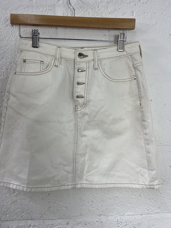Preloved White Denim Skirt in size 10