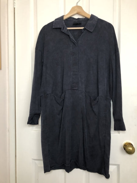 Preloved Navy Shirt Dress with Pockets