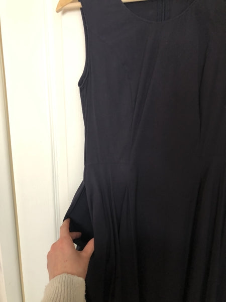 Preloved Navy Polycotton Maxi Dress WITH POCKETS!