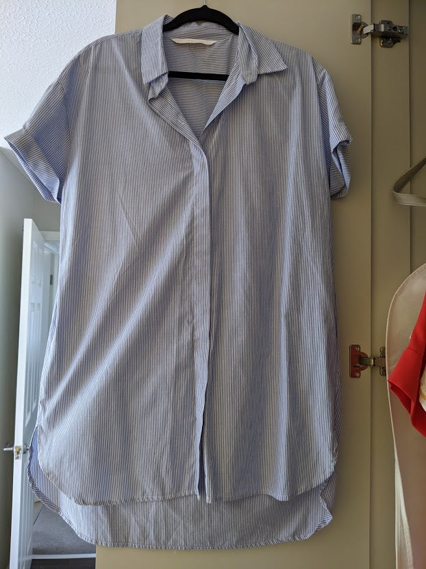 Preloved Blue and White Striped Shirt Dress