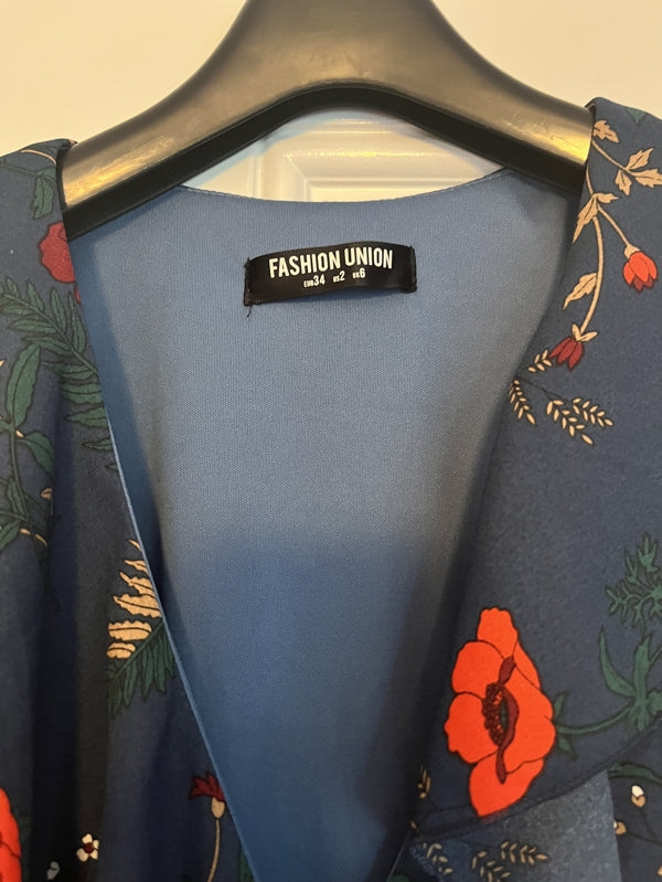 Preloved Floral Wrap Mini Dress