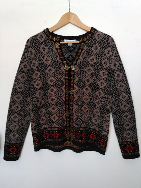 Preloved Pure Wool Icelandic / Nordic Style Cardigan