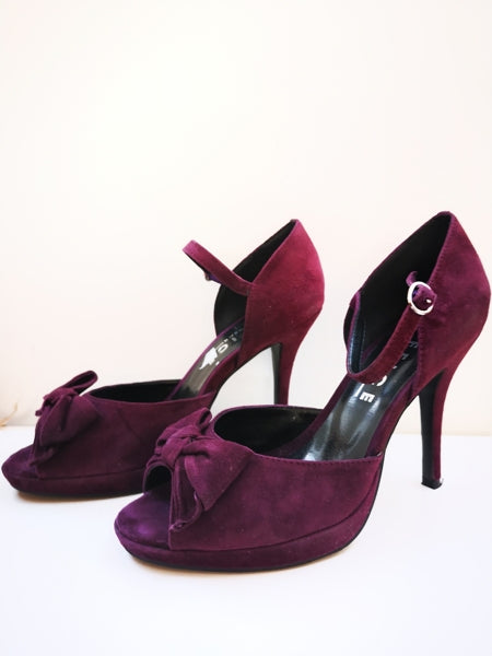 second hand Office Purple suede open toe platform heels 8 OWNI