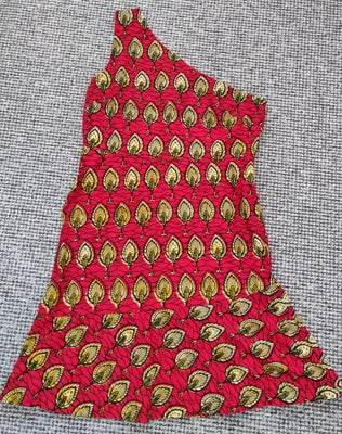 Preloved Zikomo One Shoulder Bodycon Dress - Red with gold leaf
