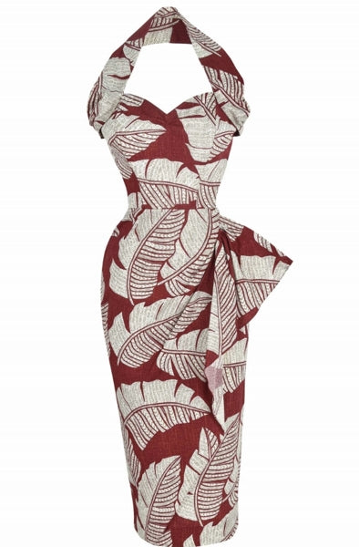 Preloved Vivien of Holloway black and white tropical print 40s style sarong dress