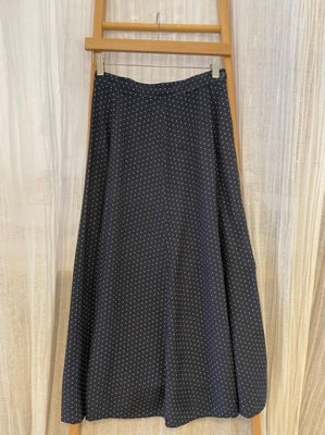 Preloved Navy midi length skirt with polka dots