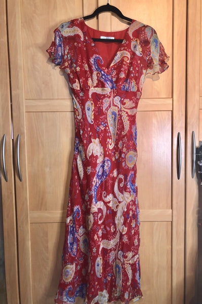 Preloved 100% Silk Red Summer Dress