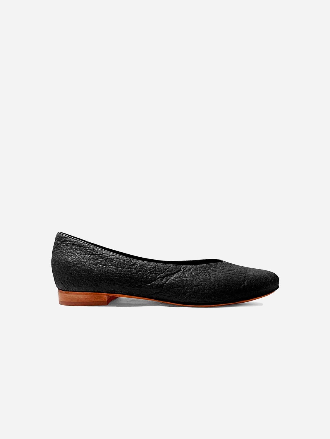 Preloved Pinatex® Vegan Leather Ballerina Pumps | Black