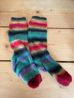 Preloved Rainbow chunky Wool socks/ slipper socks