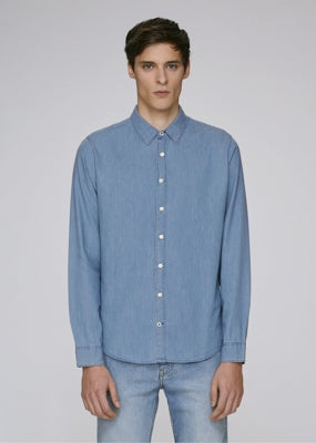 Preloved He Innovates Button-Up Light Indigo Denim