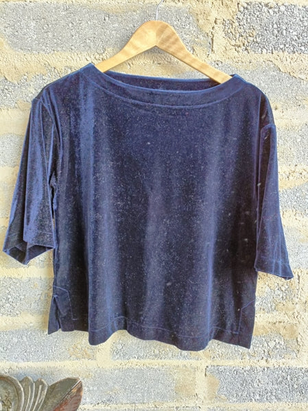 Preloved Uniqlo navy velvet oversized tee xs-l
