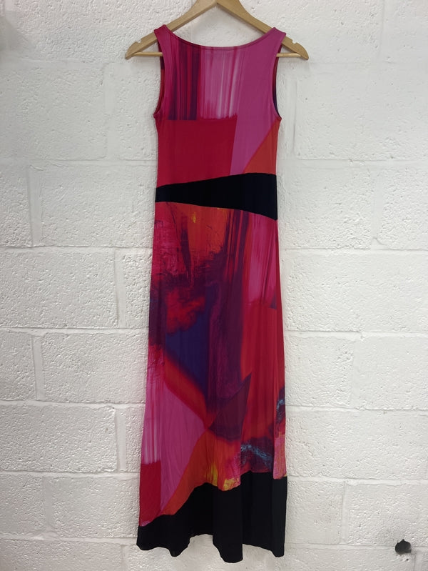 Preloved Bright abstract print full length dress