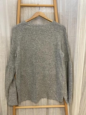 Preloved Grey fuzzy jumper with bell sleeves