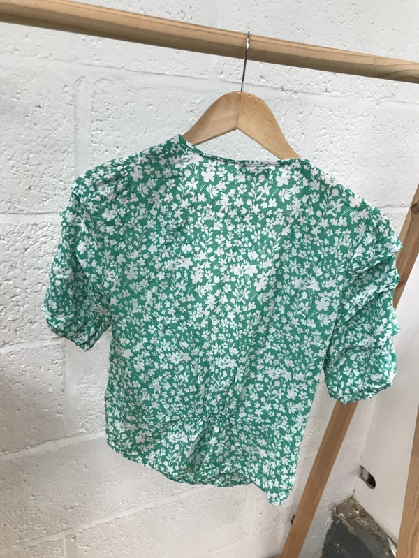 Preloved Green Floral Blouse