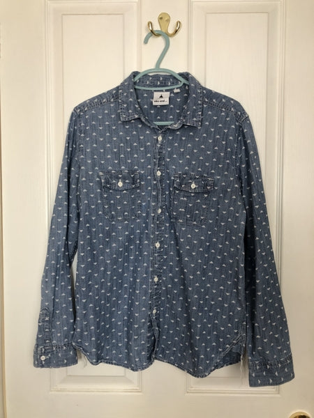 Preloved Japanese Triangle Pattern Chambray Shirt