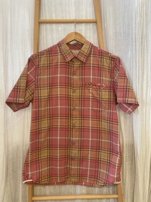 Preloved Pink and orange check short sleeve shirt