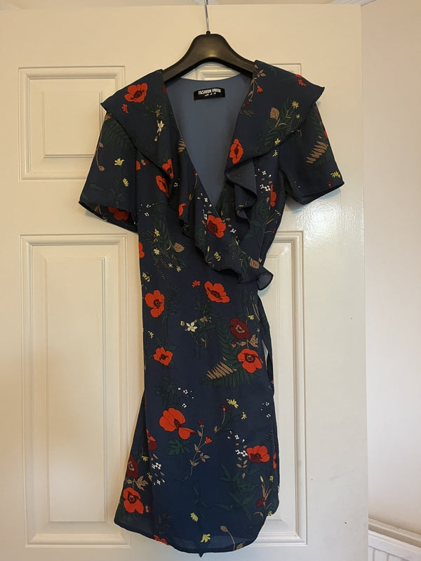 Preloved Floral Wrap Mini Dress