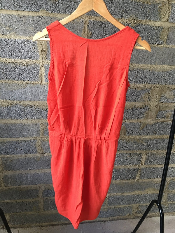 Preloved Sessun - coral shift dress with tulip skirt