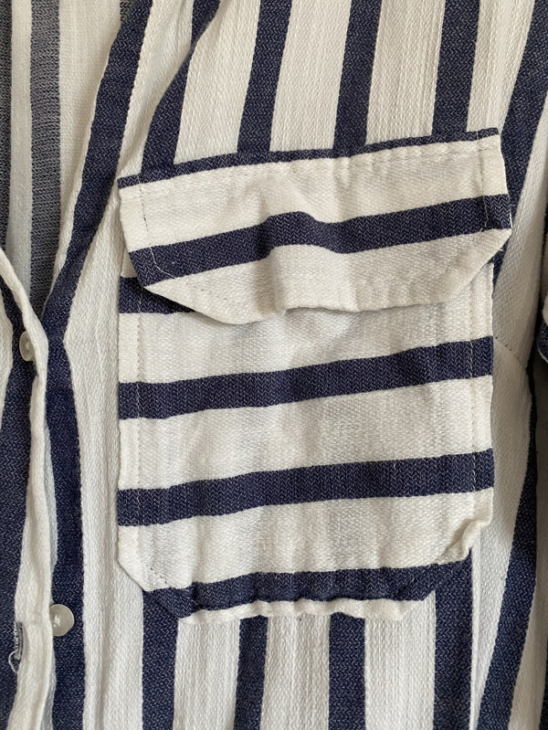 Preloved Navy Striped cotton blend shirt