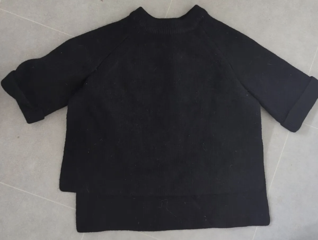 Preloved COS Black Cropped 100% Wool Jumper