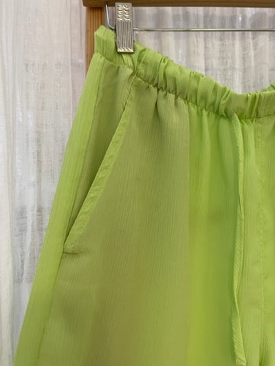 Preloved Lime green textured flowy trousers