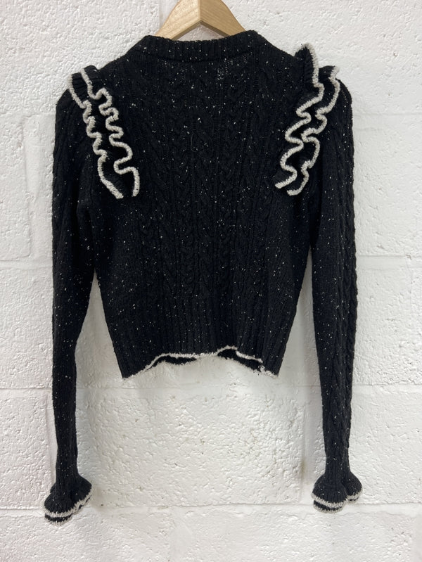 Preloved Philosophy Black ruffle front cardigan