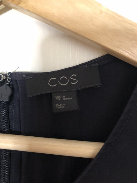 Preloved Navy Polycotton Maxi Dress WITH POCKETS!