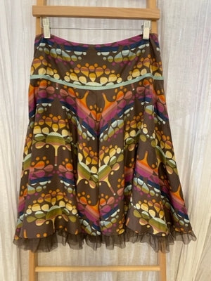 Preloved Whistles silk colourful patterned skirt